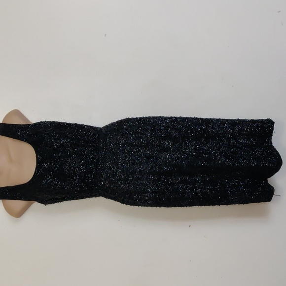 Strange Overly Sequinned Black Vintage Cocktail Dress Handsewn? Small ODD Beaded - Picture 1 of 16